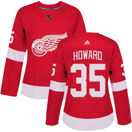 Adidas Detroit Red Wings 35 Jimmy Howard Red Home Authentic Women Stitched NHL Jersey